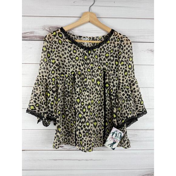 Disney D-Signed Cheetah Print Sheer Top Size Large‎ NWT Disney Shake It Up - Picture 1 of 6